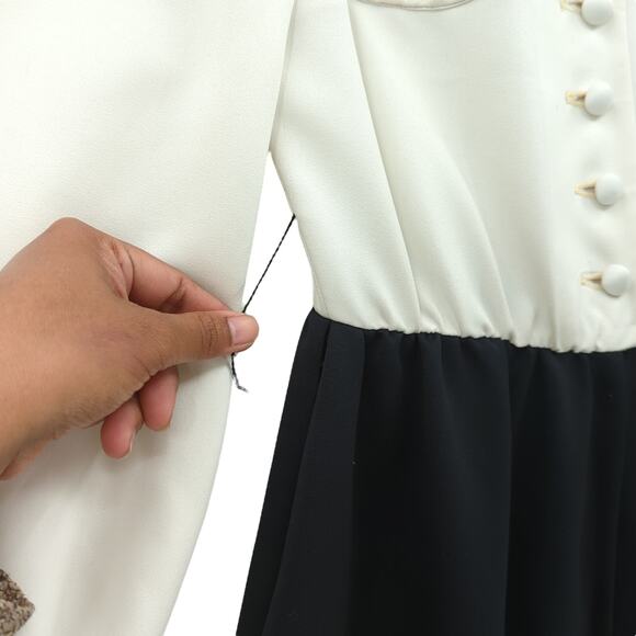 Saks Fifth Avenue Women 9 XS Jumpsuit Black White Long Sleeve Wide Leg VTG FLAWS - Picture 8 of 16